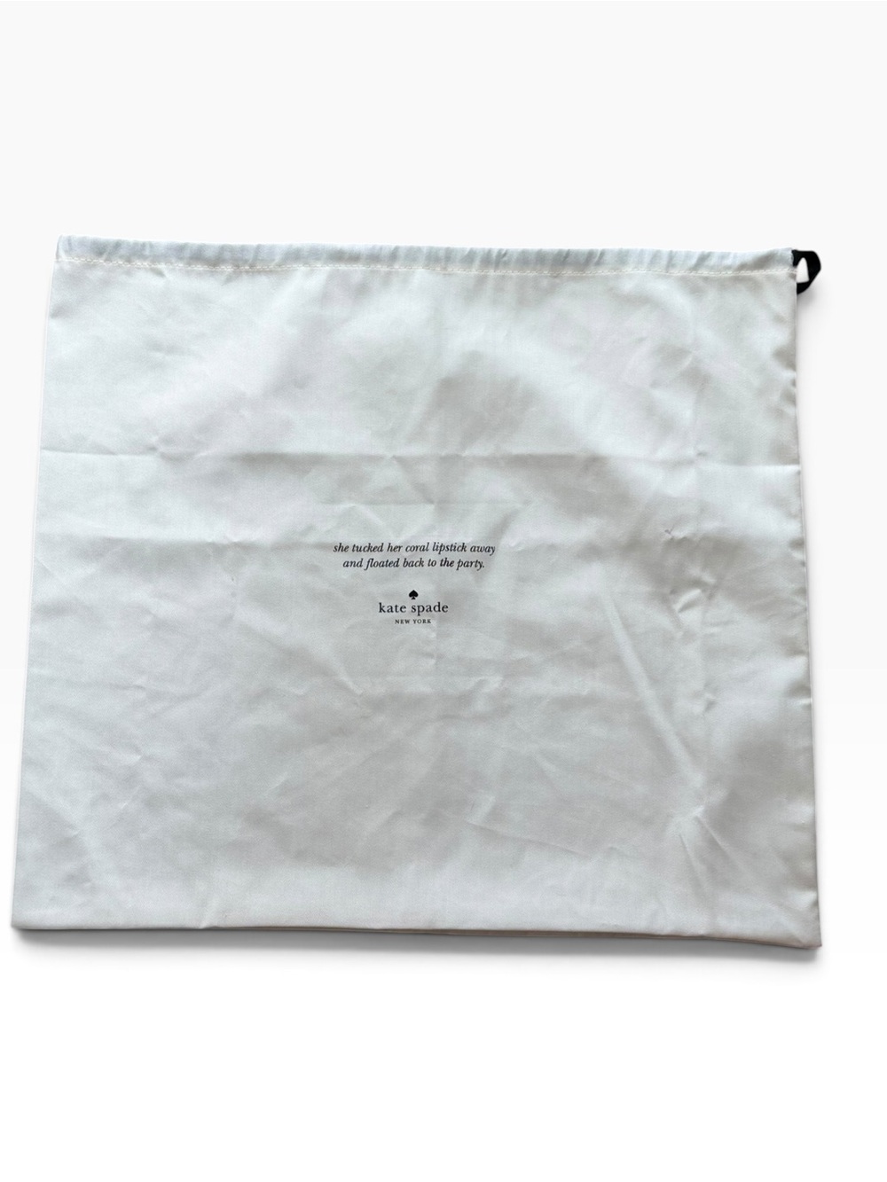 Kate Spade New York Dust Bag Drawstring Storage Bag Coral Lipstick Quote 19x17